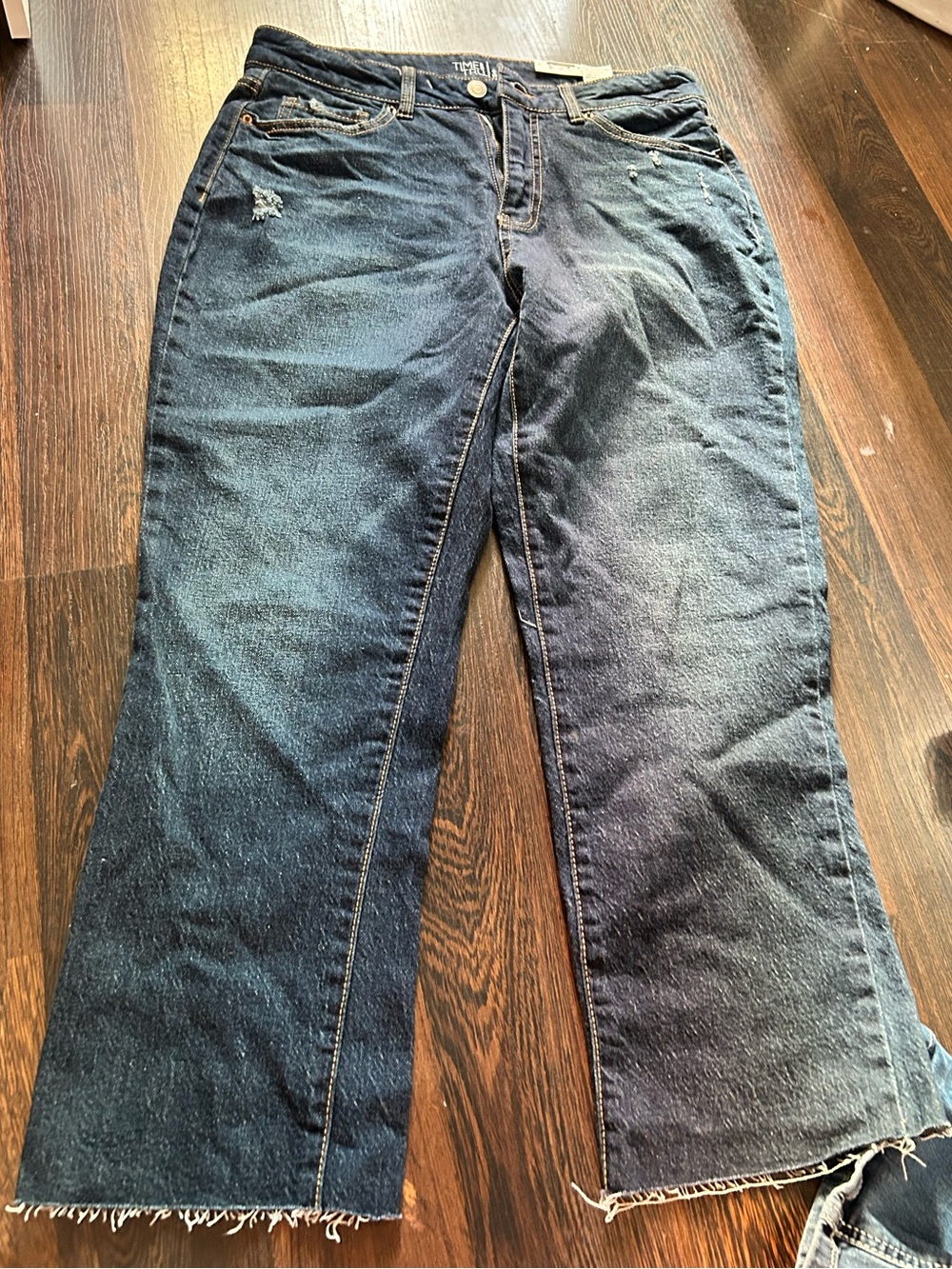 Time and Tru Two-Tone Dark Blue Flare Jeans